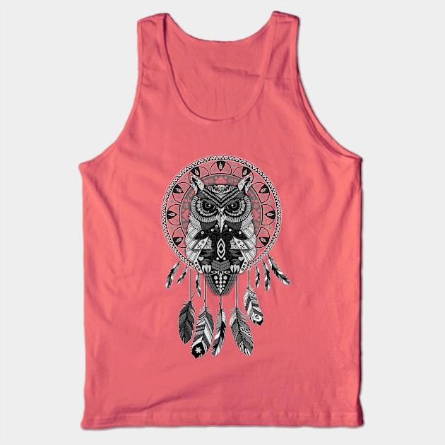 OwL Dream Catcher Black and White Tank Top by Dezigner007